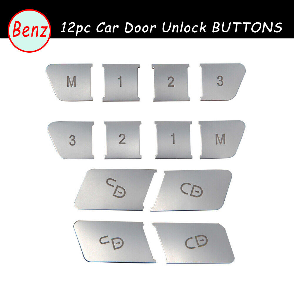 Fits for Mercedes Benz 12pc Car Door Lock Unlock Switch Button Cover Trim Caps