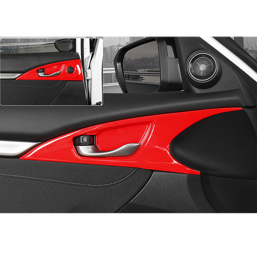 Inner Door Handle Bowl Cover Trim 4PCS for Honda for Civic 10th 2016-2021 Bright Red