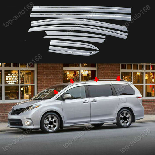 Chrome Window Wind Visors Sun Rain Guard Vent Deflector for Toyota for Sienna 11-20