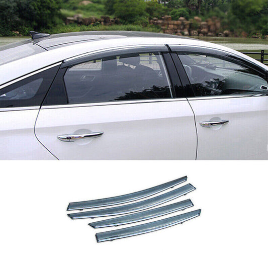 4x for Hyundai Sonata 15-19 W/Chrome Window Visor Vent Shade Sun Rain Guard Trim