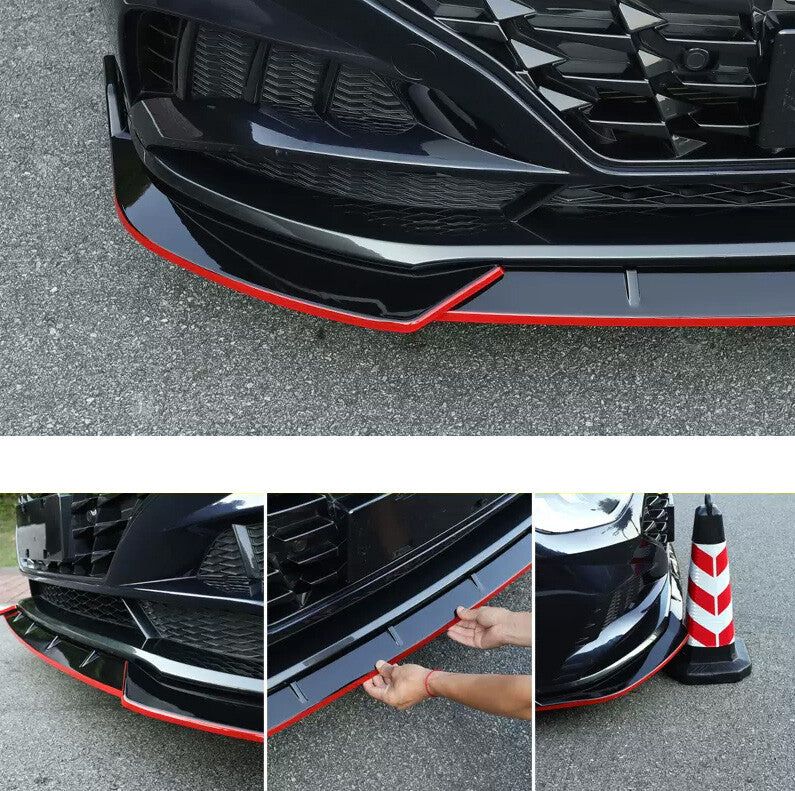 for Hyundai Sonata 2020-2023 Black Red Front Bumper Lip Spoiler Splitter 3PCS
