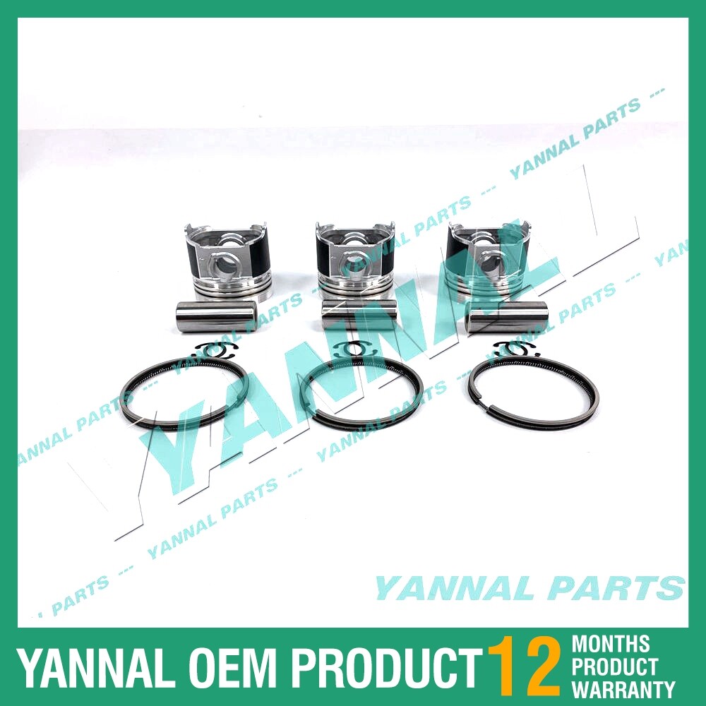 3-piece piston with piston rings + 0.5 mm for Mitsubishi S3L engine (extra large size)