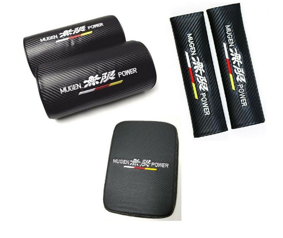 Car center armrest cushion for seat belt cover headrest Mugen carbon for Honda