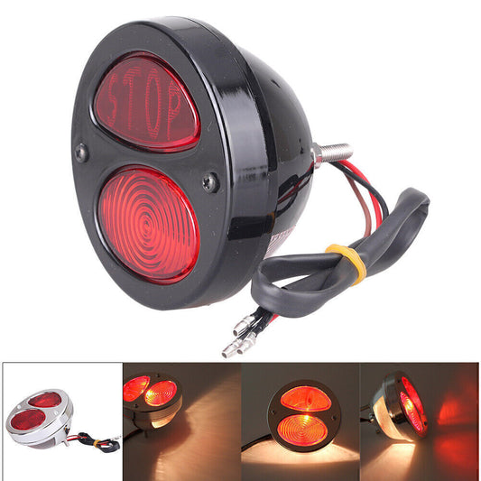 Fit for Harley Chrome Black Model A Retro LED Brake Stop Taillight Duolamp Lamp
