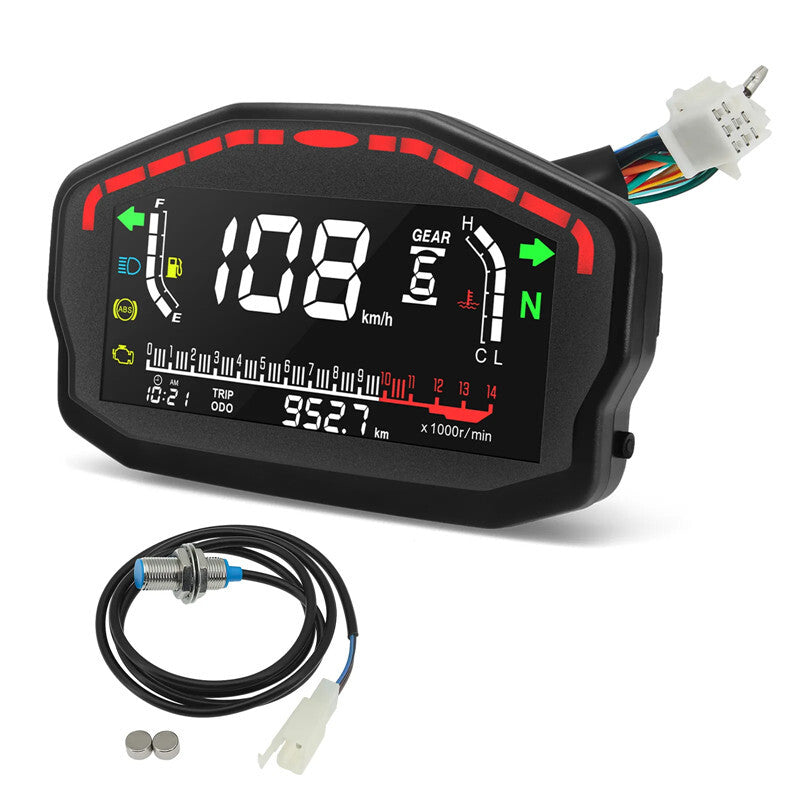 Universal Digital Moto Dash Panel LCD Dashboard Speedometer Odometer Tachometer