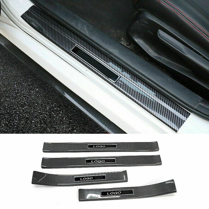 for Honda for Civic 11th 2022-2023 Carbon Fiber Door Sill Scuff Plate Covers S.Steel
