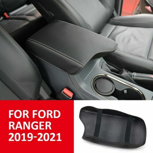 Car Armrest Center Console Lid Cover Black Leather Pad for Ford Ranger 2019-2021