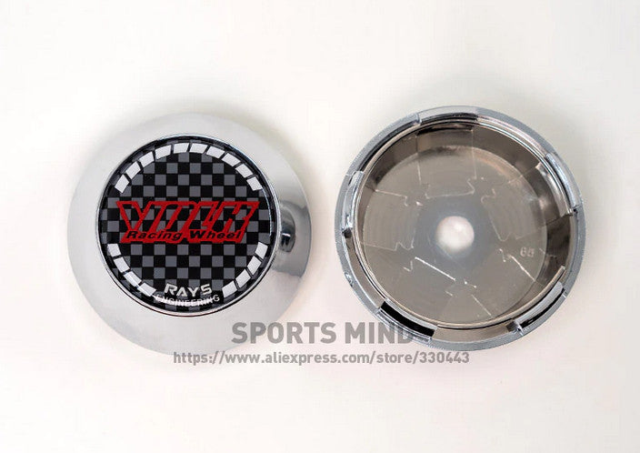 4x65mm Volk Racing Chrome Carbon Badge Wheel Center Hub Cap Rim Cap Decal