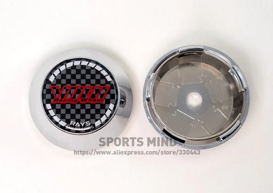 4x65mm Volk Racing Chrome Carbon Badge Wheel Center Hub Cap Rim Cap Decal