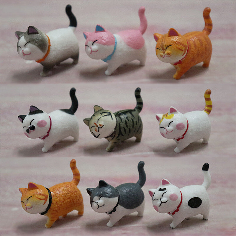 9Pcs Car Decoration Cat Rotate Head Doll Kitty Creative Auto Ornaments Toys