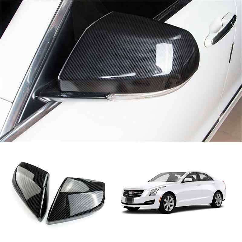 Carbon Fiber ABS Rear View Side Mirror Cover Trim 2PCS for Cadillac CT4 2020-24