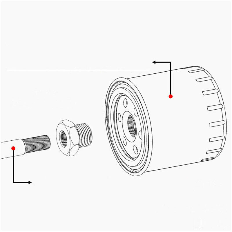 1/2-28 to 13/16-16 Automotive Threaded Oil Filter Adapter Black Connector