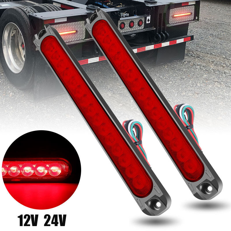 2X 10 Truck Trailer Light Bar 15 LED Stop Turn Tail Brake Light Strip Flowing