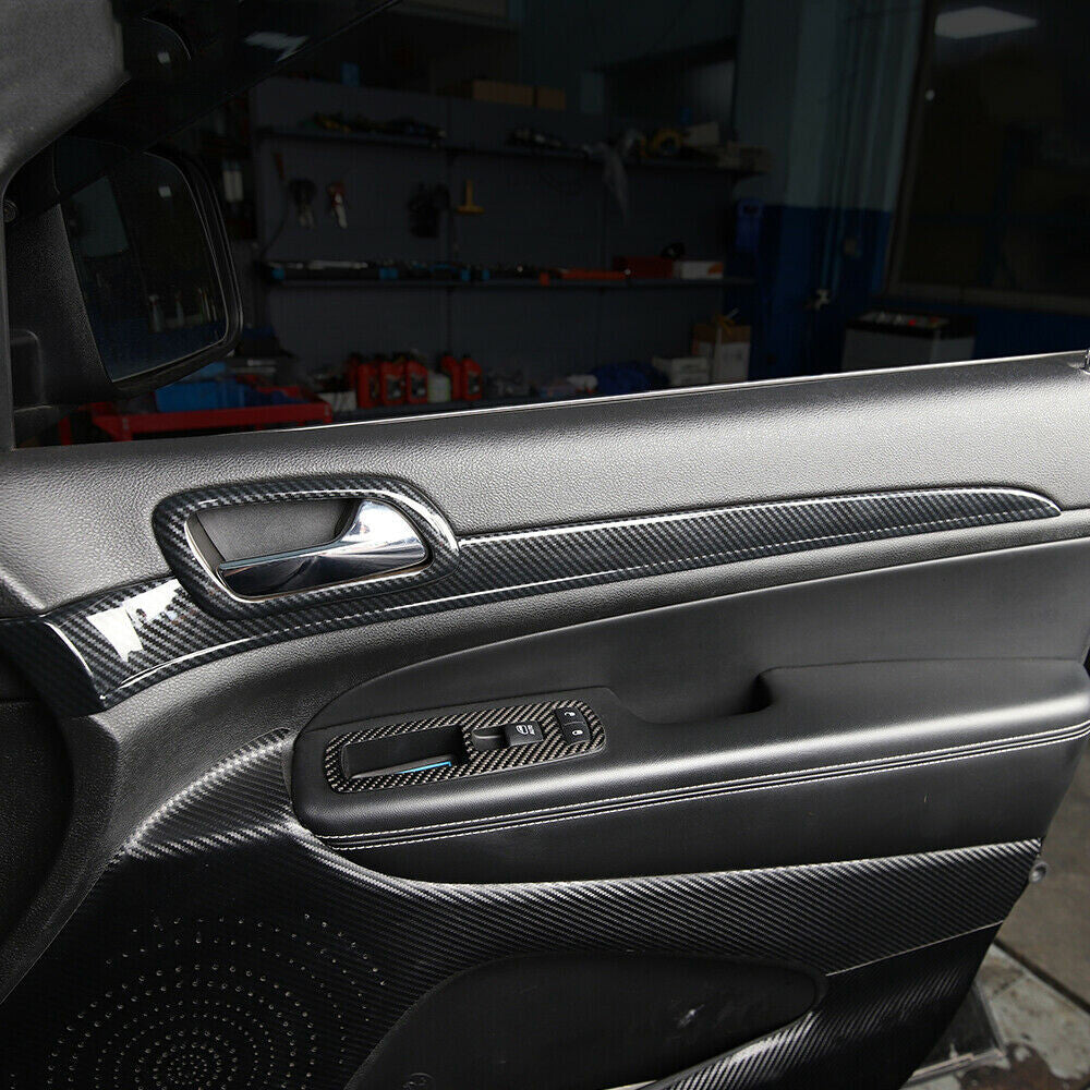 for Jeep Grand Cherokee 2011-20 Carbon Fiber Inner Door Handle Decor Frame Trim