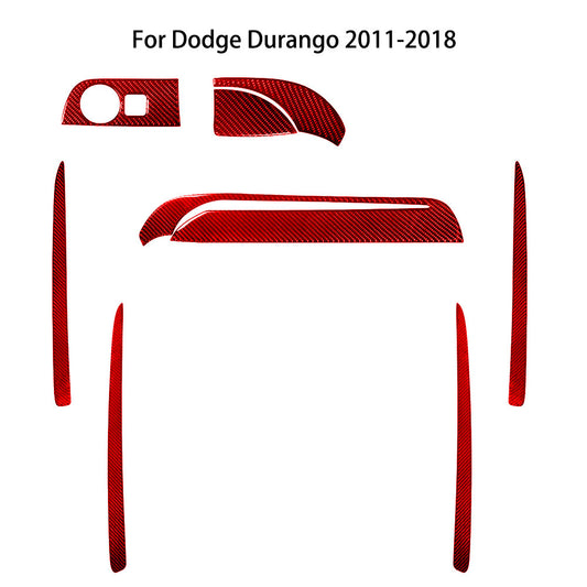 9Pcs Red Carbon Fiber Steering Wheel Door Cover Trim for Dodge Durango 2014-2020