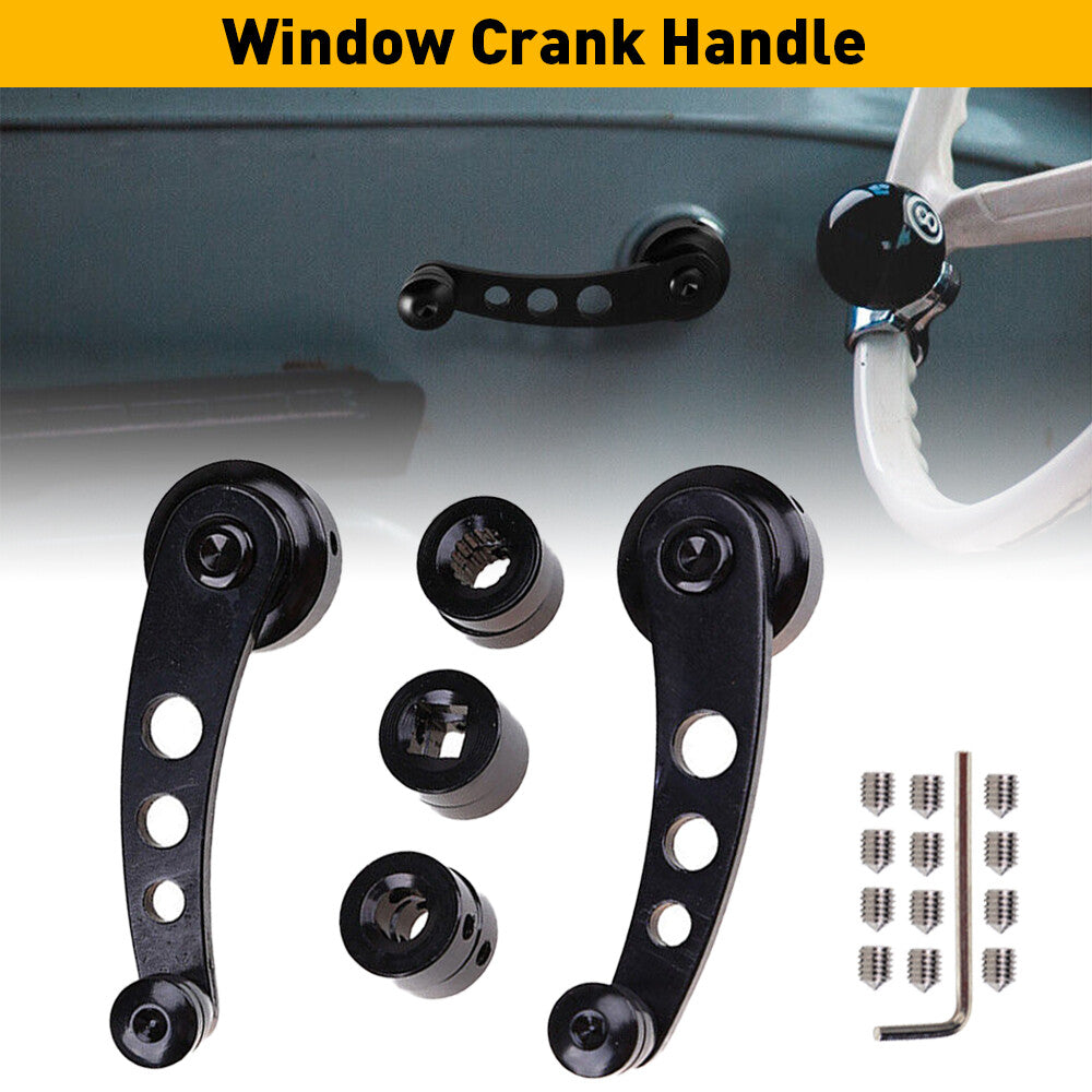 Black steel billet aluminum window crank spring universal for car, truck, and glass doors