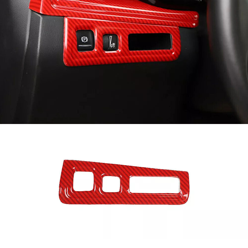 for Cadillac XT5 2017-24 Red Carbon Fiber Headlight Control Button Frame Trim 1P