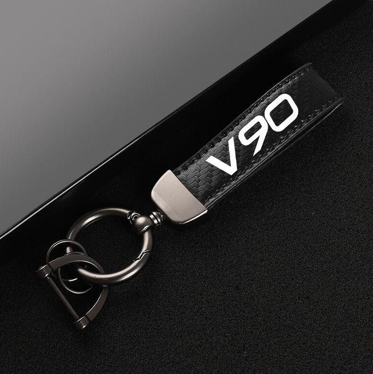 Suitable for V90 car keychains, key rings, key fobs, car accessories, black leather
