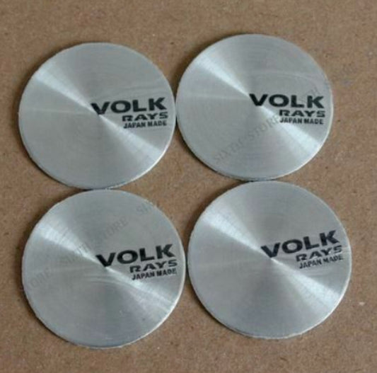Silver 4x45mm Volk Rays Wheel Center Sticker, Rim Sticker, Edge Sticker, Logo