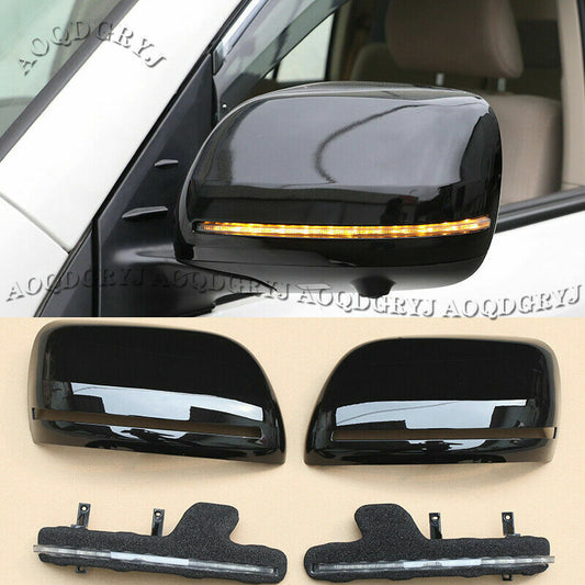 for Land Cruiser FJ/LC200 08-21 LED W/Streamer Piano black Rearview Mirror Cover