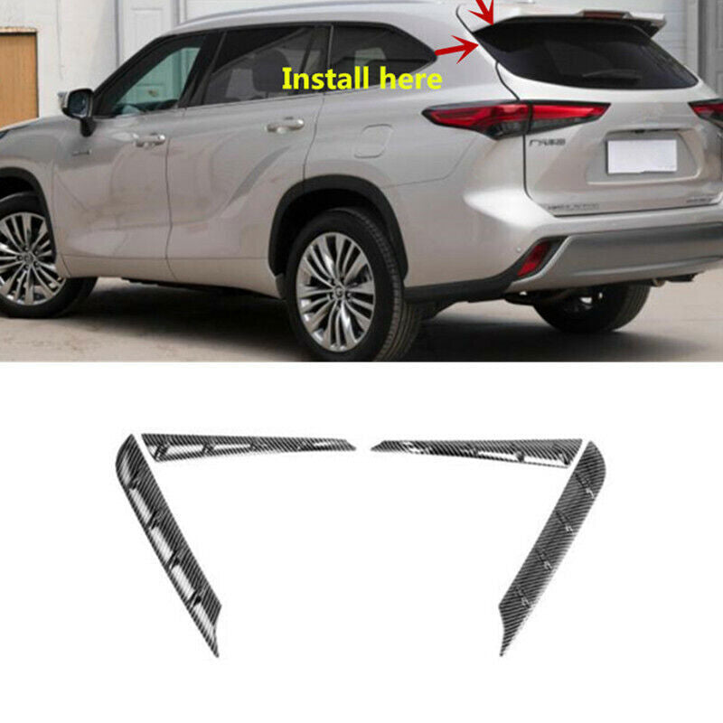 4P Carbon Fiber Rear Window Wing Pillar Cover Trim for Toyota Highlander 2020-24
