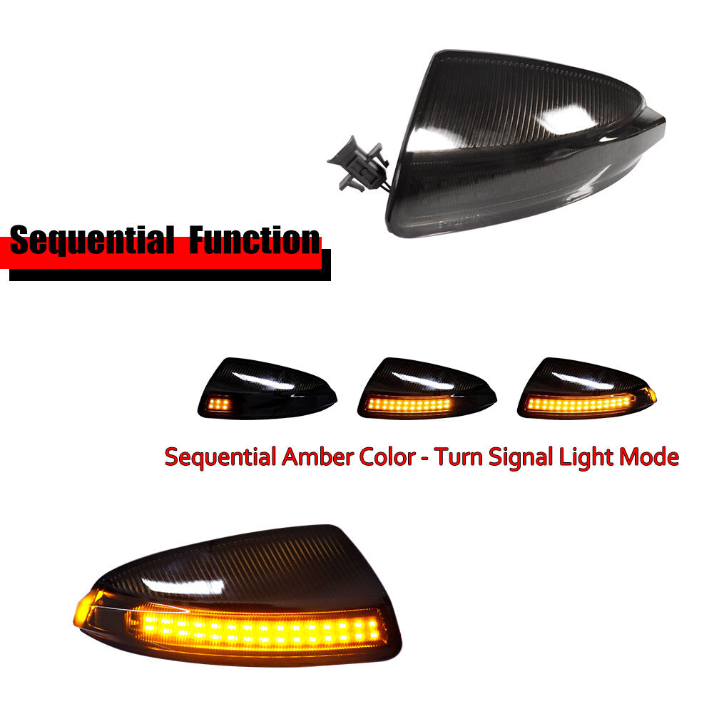 Smoked amber LED sequential side mirror lights for Mercedes-Benz W204 S204 W639