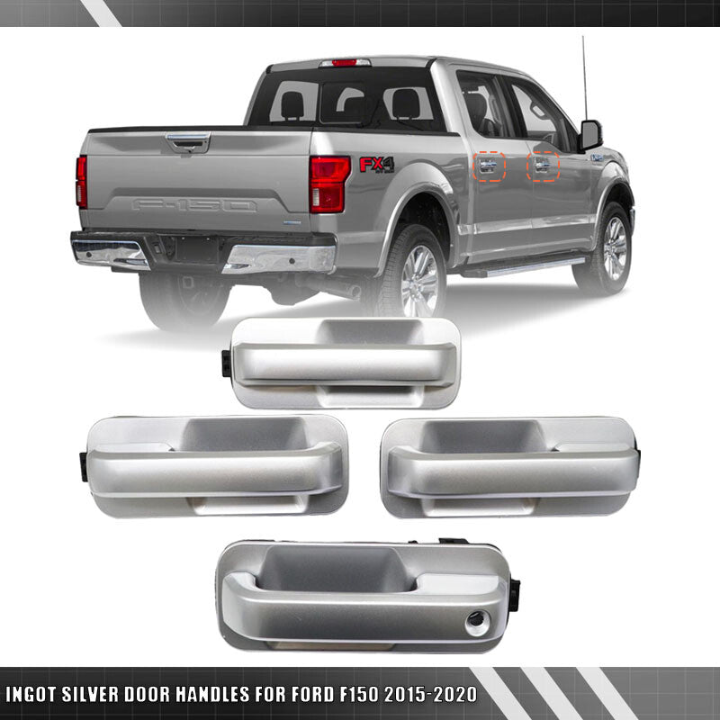 for Ford F150 2015-2020 Ingot Silver Door Handles Front Rear 4 Pcs