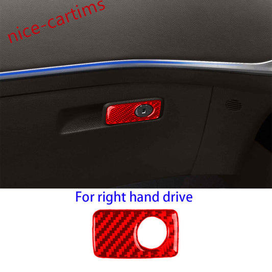 for Kia Stinger 2019+ RHD for Co -pilot Glove Box Handle Switch Trim Red Carbon Fiber