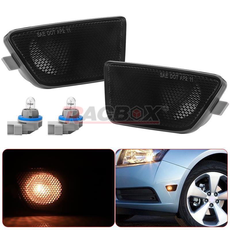 Pair Front Bumper Reflector Side Marker Light Assembly for Chevy for Cruze 2011-2015