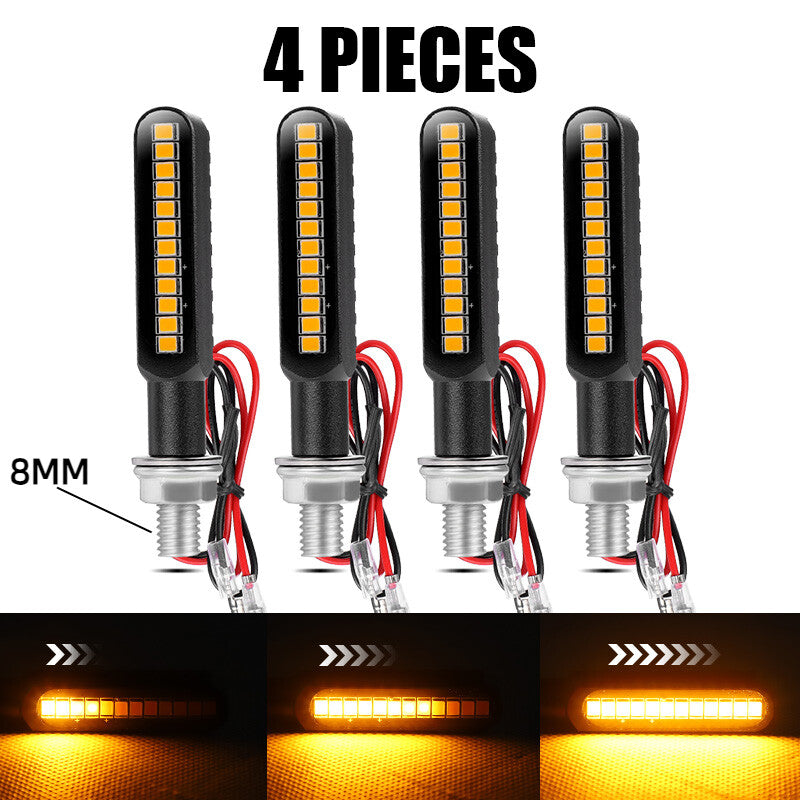 4¡Á Motorcycle Led Turn Signal Indicator Blinker Sequential Flowing Lights Amber