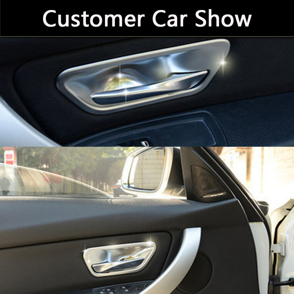 Auto Interior Door Handle Bowl Cover for BMW 3 4 series F30 F34 3GT Silver 4PCS