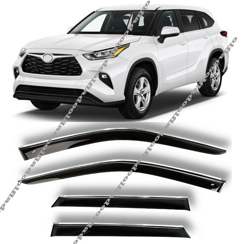 for Toyota Highlander 2020-2023 Chrome Trim Window Visors Guard Vent Deflectors