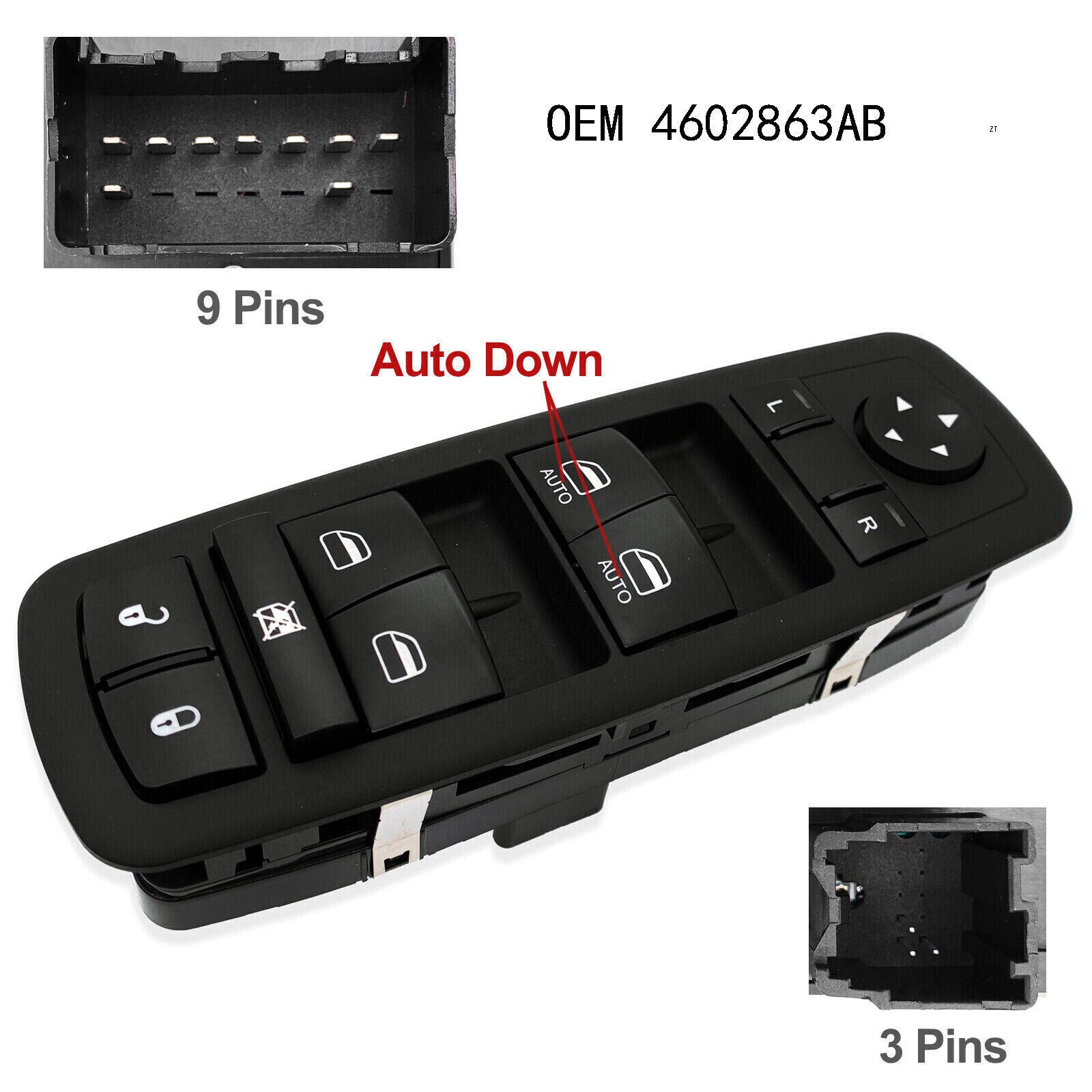 For 2008-2015 for Chrysler Town Country, 2008-18 for Dodge Grand Caravan Window Switch