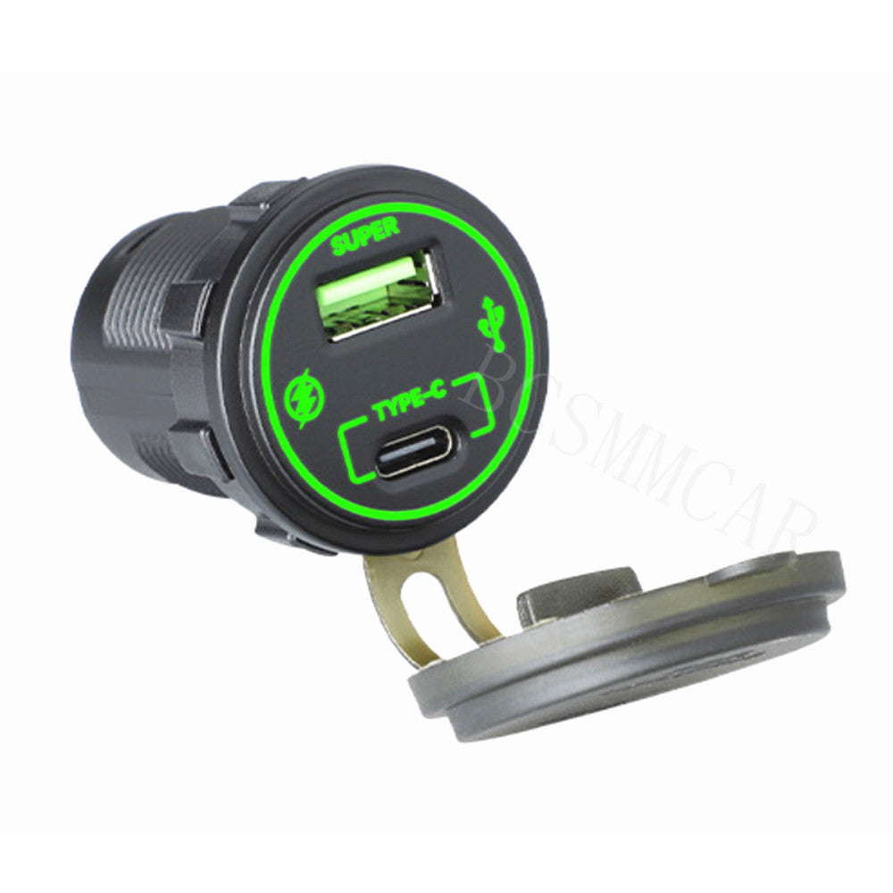 2 Ports Charging Socket TYPE C USB Charger Power Adapter LED For Car Boat SUV