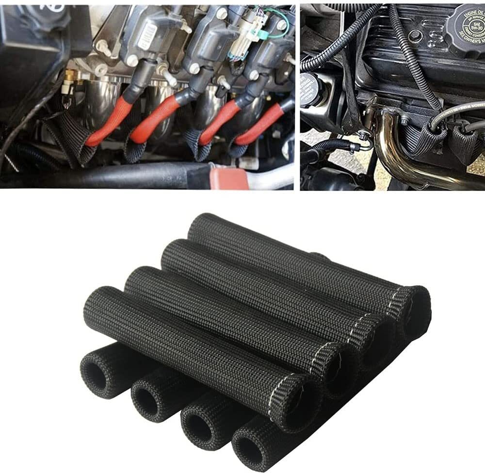 Black spark plug wire protection, 2500¡ãC high temperature heat-resistant tape, 8-pack