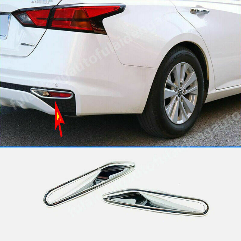 2Chrome Rear Bumper Fog Light Lamp Frame Cover Trim for Nissan Altima 2019-2022