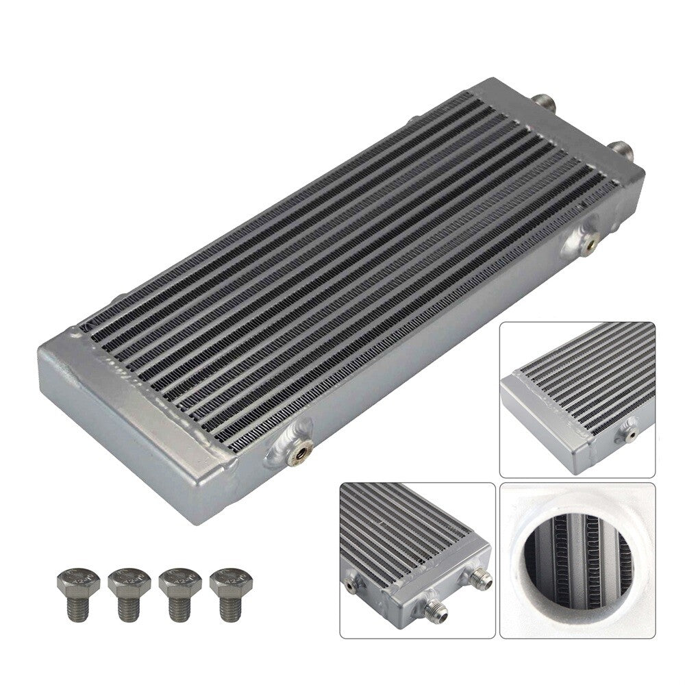 Universal Dual Pass Bar  Plate Oil Cooler Medium - Silver Core:14x5.5x1.58