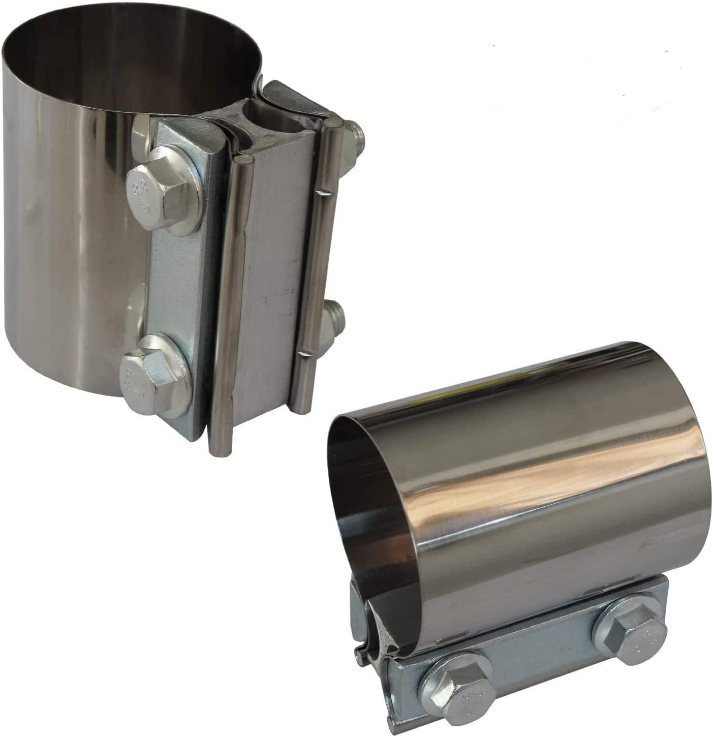 2-Pack 2-inch Exhaust Clips with Stainless Steel Muffler Strips for US Exhaust Systems