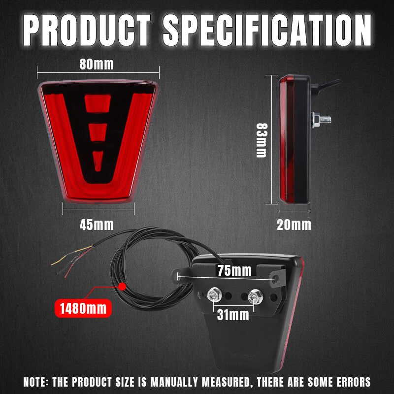 Universal F1 Style LED Strobe Flash Reverse Rear Stop Tail Triangle Brake Light
