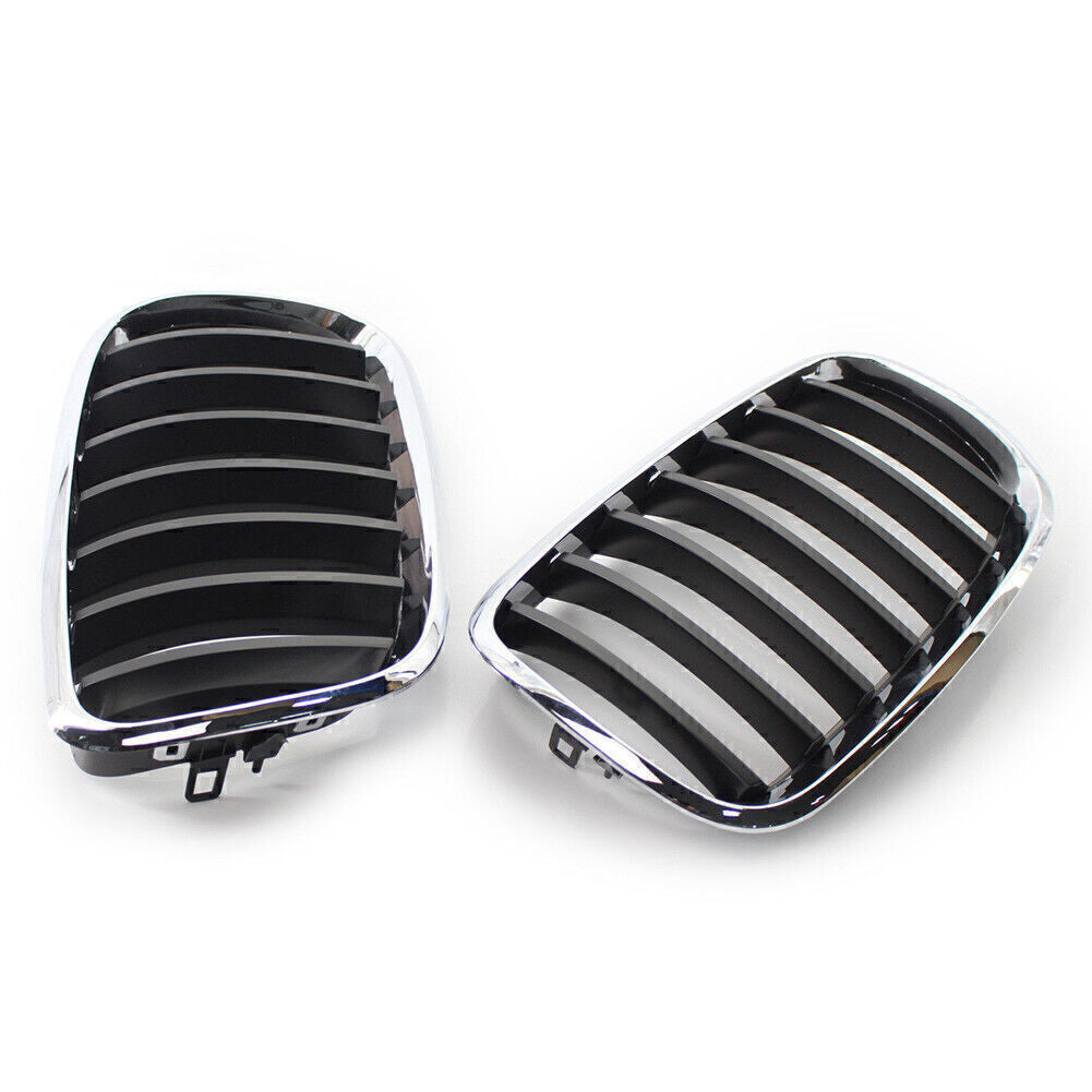 Chrome Frame Shiny Black Slat Grill Car Grille for BMW X5 X6 E70 E71 2008-2013