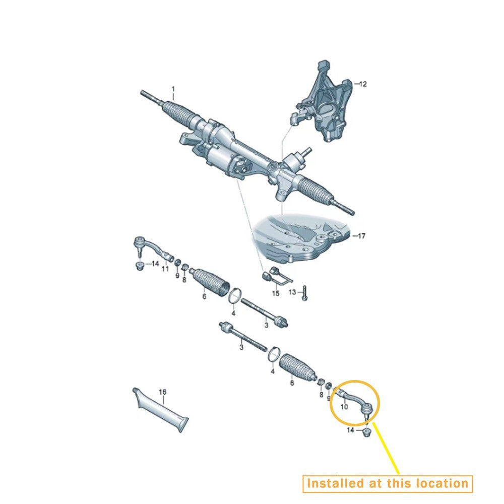Suitable for Audi B9 outer tie rod ball joint (L) Equipment Manufacturer: 8W0423811A