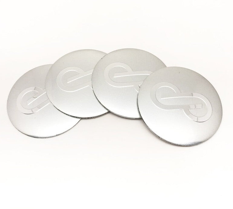 4-pack 45mm Enkei wheel stickers, hub stickers, rim stickers, silver