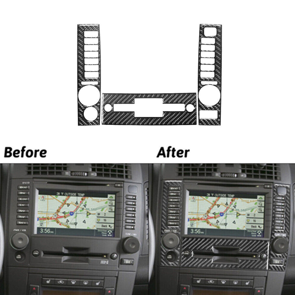 3X Vehicle Carbon Fiber Navigation Panel Cover Trim for Cadillac CTS 2003-2007