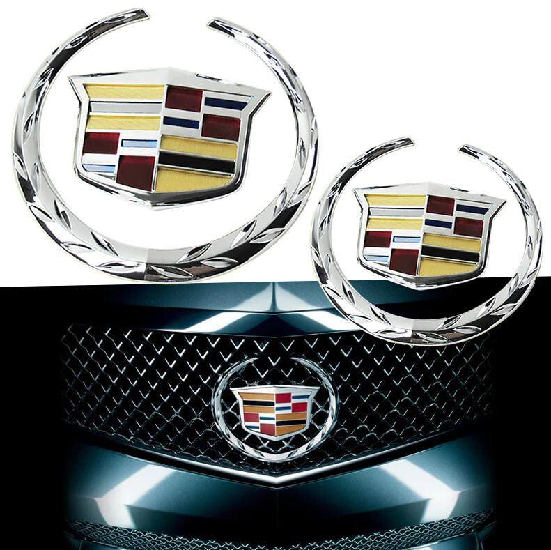 Suitable for Cadillac car side fender rear badge decals/stickers in gold and black.