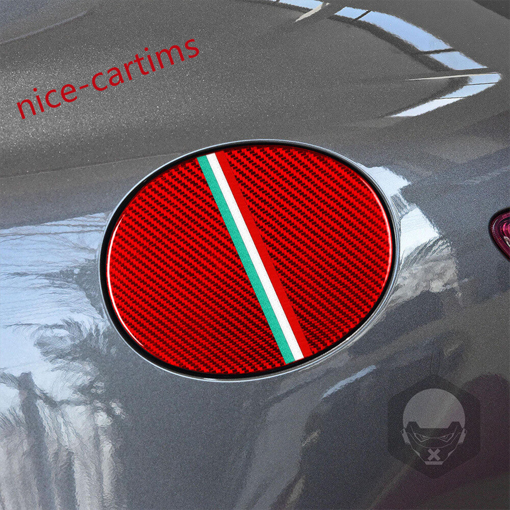 Red Carbon Fiber Fuel Filler Tank Cover Door Gas Cap for Alfa Romeo Giulia 17-21