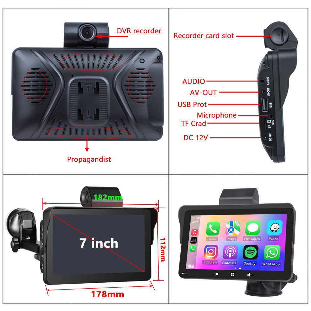 7 For Apple CarPlay Android Auto Car Stereo Radio Touch Screen Head Unit Cam