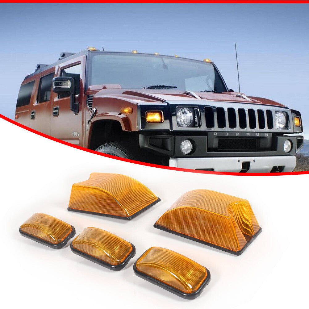 5-Piece Amber Top Roof Daytime Light Housings for 2003-2009 for Hummer H2 SUT SUVs