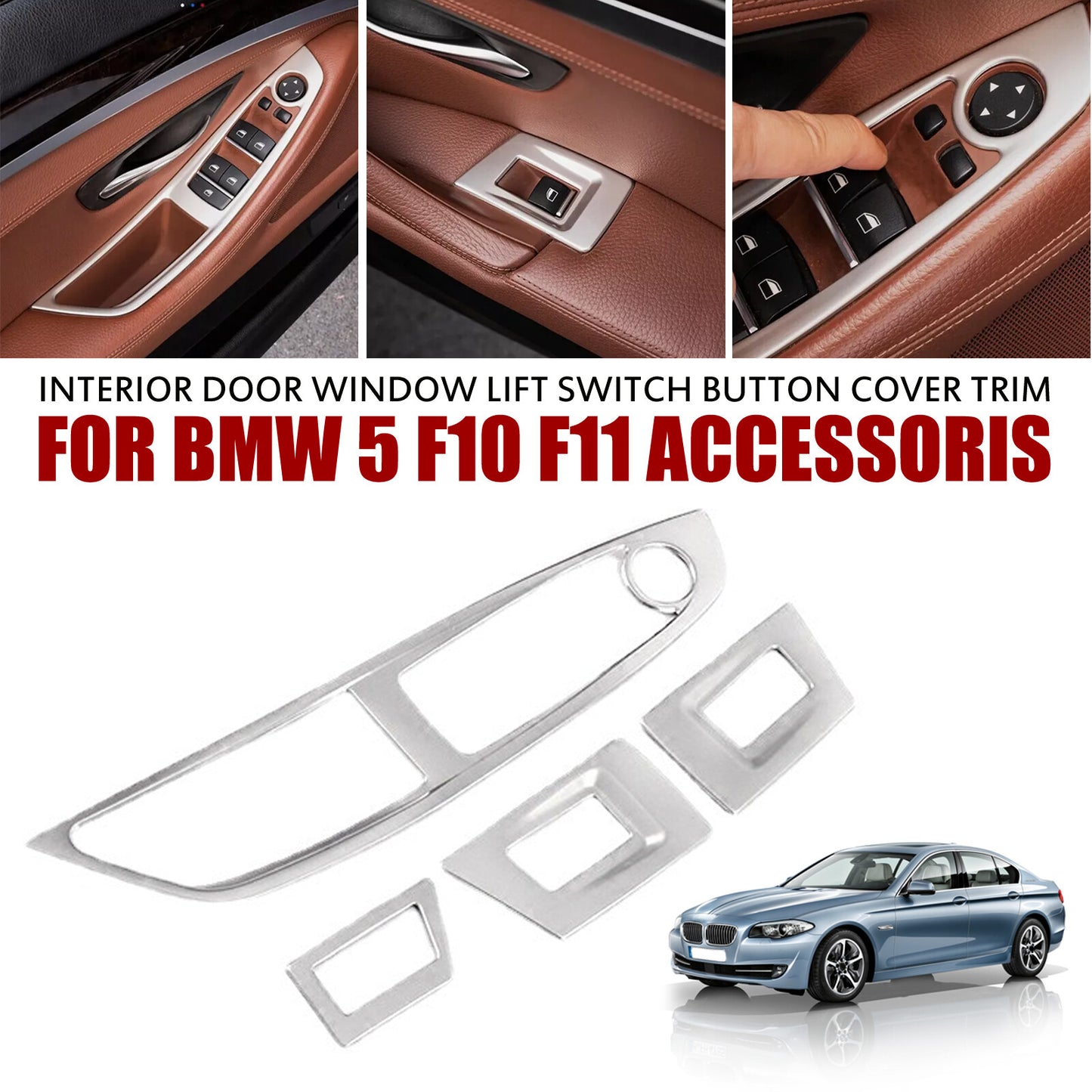 Accessoris interior window and door switch button cover trim for BMW 5 F10 F11