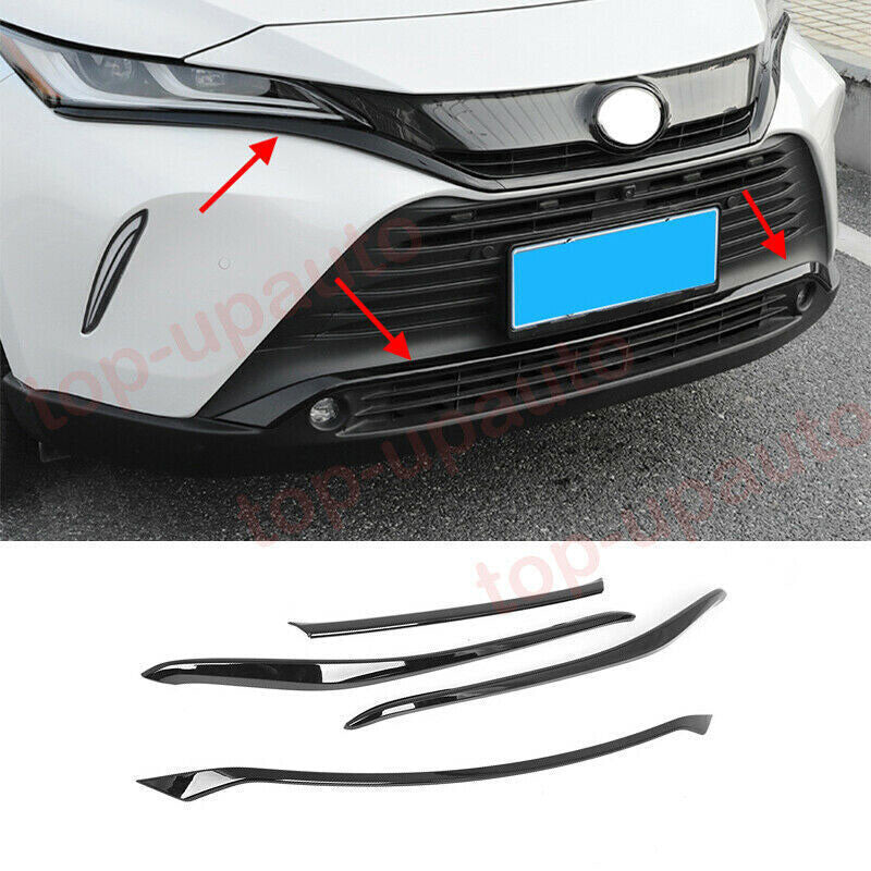 for Toyota Venza 2021-23 Piano black ABS Front Bumper+Grill Cover Strip Trim 4Pc