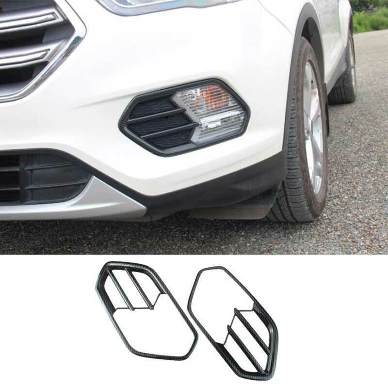 ABS Carbon Fiber Front Fog Light Lamp Frame Trim 2P for Ford Escape Kuga 17-2019